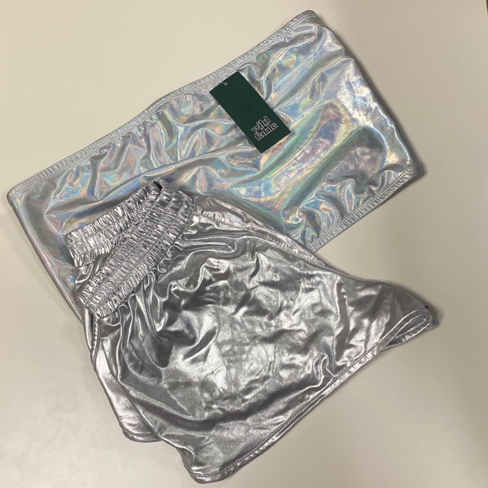 Holographic Rave Tube Top Shorts Set Costume